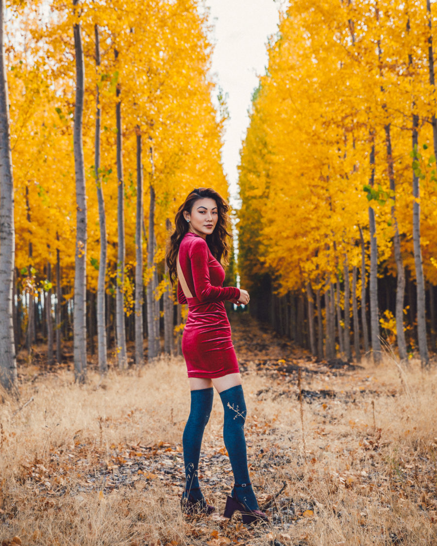 An Easy Guide to Wearing Socks with Shoes // Notjessfashion.com // Velvet Red Dress, Thigh High Socks, Sandals, New York Fashion Blogger, Asian Blogger, Top Fashion Blogger, Personal Style, Fashion Blogger Style, Jessica Wang, Socks with Sandals