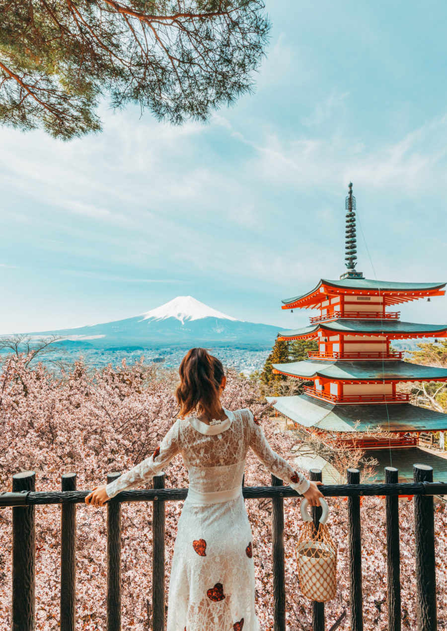 7 Best Spots for Cherry Blossoms in Japan - Chureito Pagoda, luxury travel blogger // Notjessfashion.com
