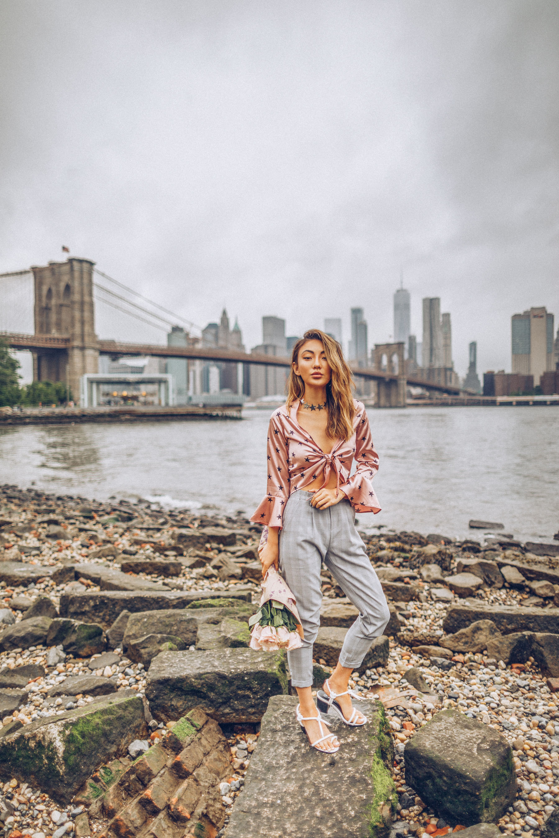 Chic Outfits for the 4th of July - Nasty Gal outfit, Nastygal star print top, white strappy sandals, nyc style // Notjessfashion.com