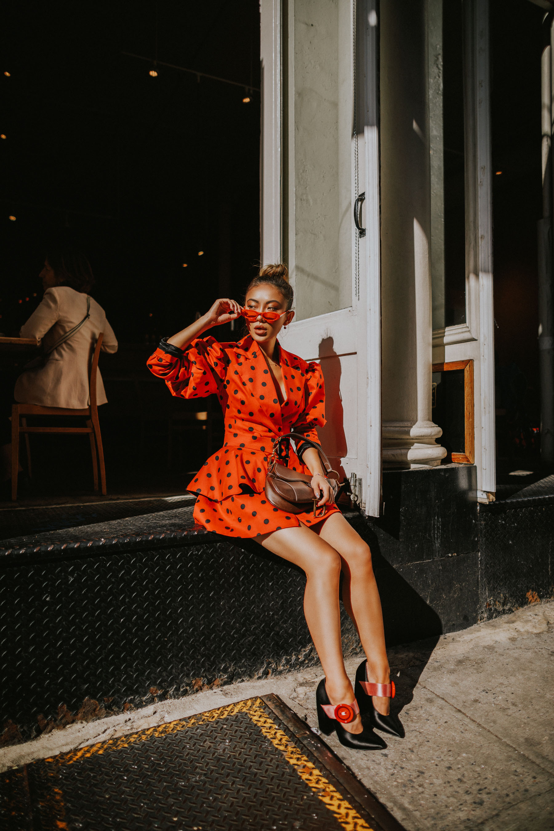 How to Manage a Full Day of Meetings in NYC - Uber's New Tools for Tricky Pickups, Red Polka Dot Dress // Notjessfashion.com