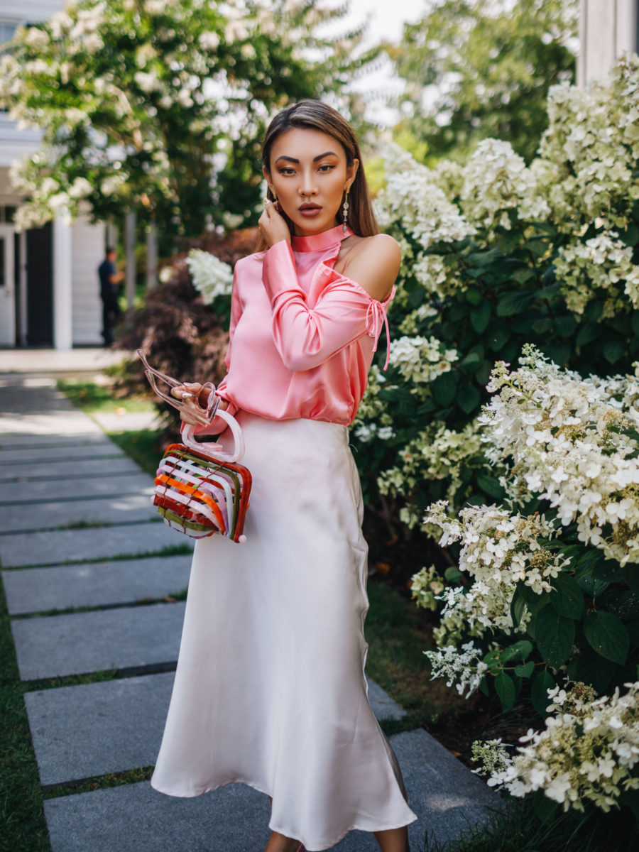 How to Define Your Personal Style - Dressy date night look, satin fashion trend, cult gaia bag // Notjessfashion.com