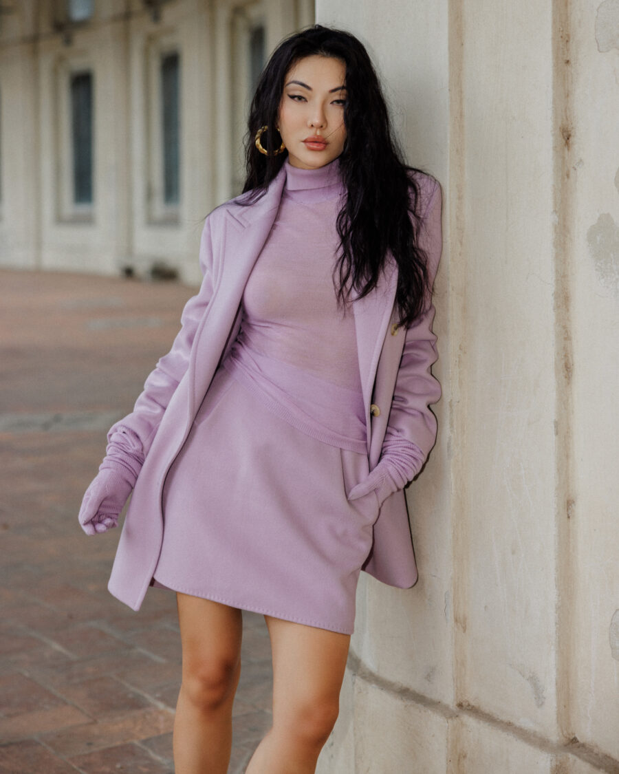 Jessica wang wearing a lilac outfit while sharing apps that will change your life // Jessicawang.com