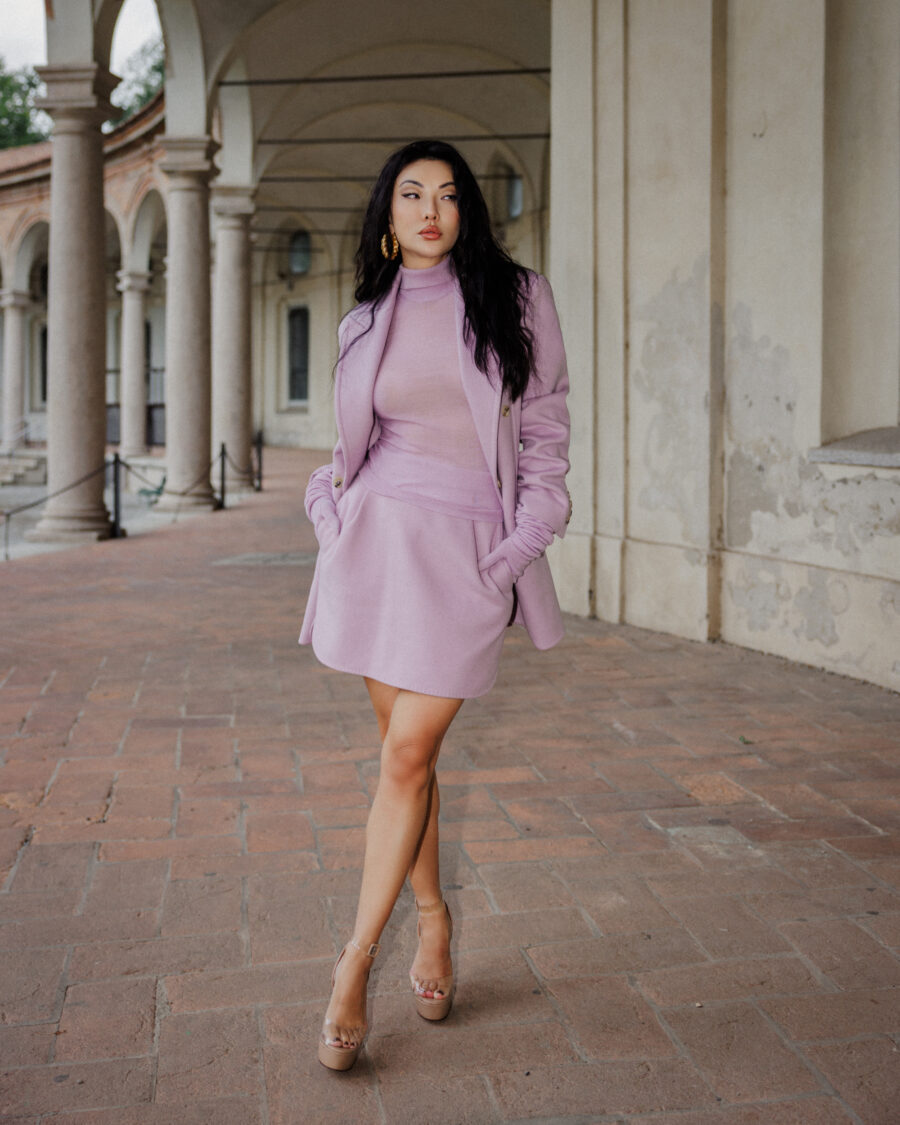 Jessica wang wearing a lavender outfit while sharing apps that will change your life // Jessicawang.com