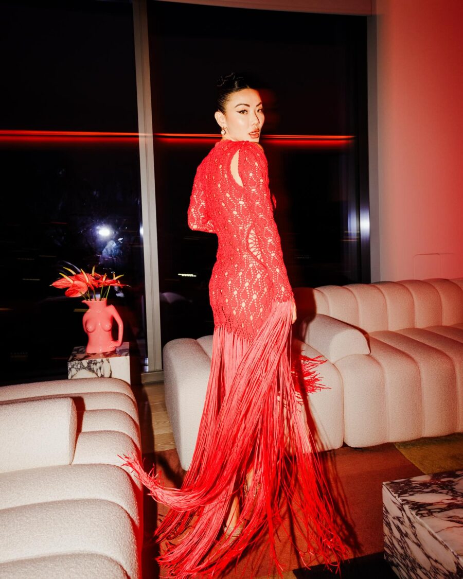 Jessica Wang wearing a red dress while sharing tips to achieve your new year's resolutions // Jessica Wang - JessicaWang.com