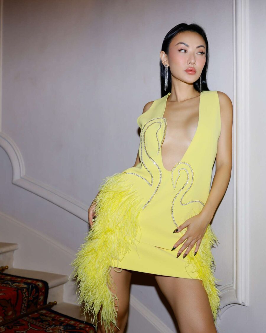 Jessica Wang wearing a Georges Hobeika Crepe dress // Jessica Wang - JessicaWang.com