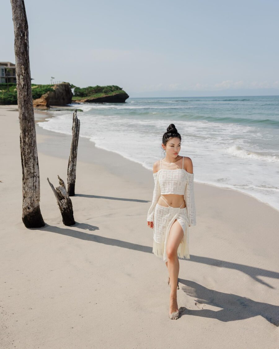 Jessica Wang wearing a crochet set while sharing top destinations for spring break // Jessica Wang - JessicaWang.com