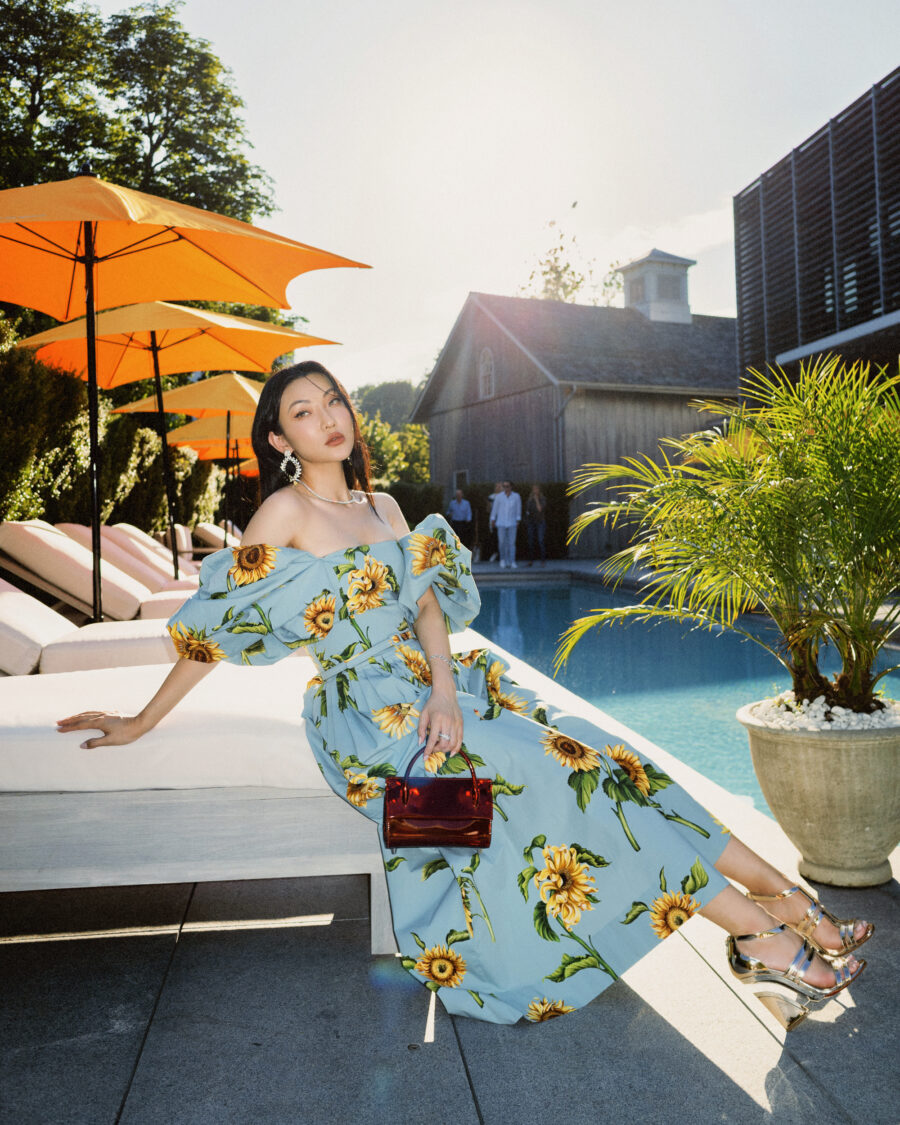 Jessica Wang wearing a floral maxi dress while sharing resort wear outfits // Jessica Wang - JessicaWang.com
